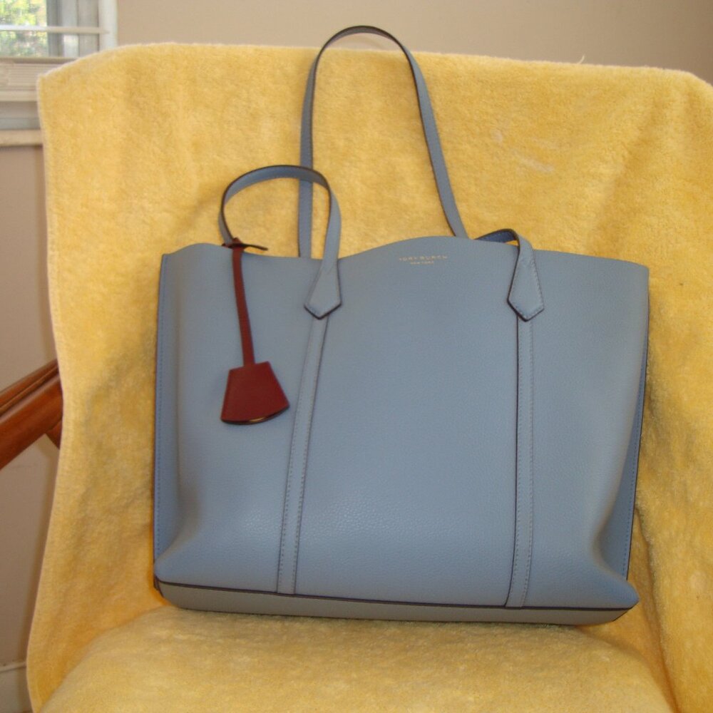 TORY BURCH Perry Triple Compartment Leather Tote Brown UNUSED CONDITION!